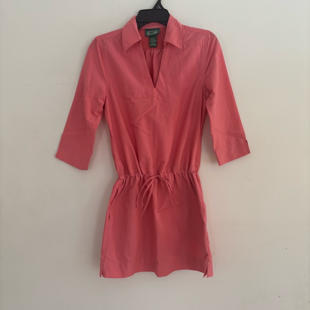 L.L. Bean Pink Drawstring Waist Tunic Dress XS